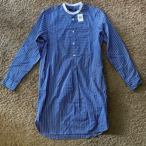 Polo Ralph Lauren Women's Striped Shirt Dress Cobalt Blue and Black Size 8